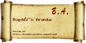 Bogdán Aranka névjegykártya